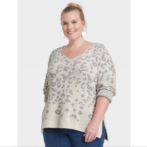 Knox Rose Animal Print V-Neck Pullover Sweater Size XXL Women